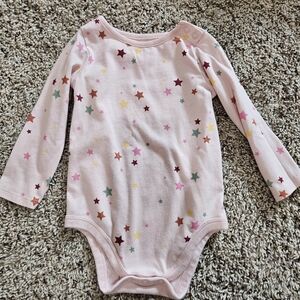 Garanimals Light Pink Long-Sleeve Star Print One-Piece Bodysuit